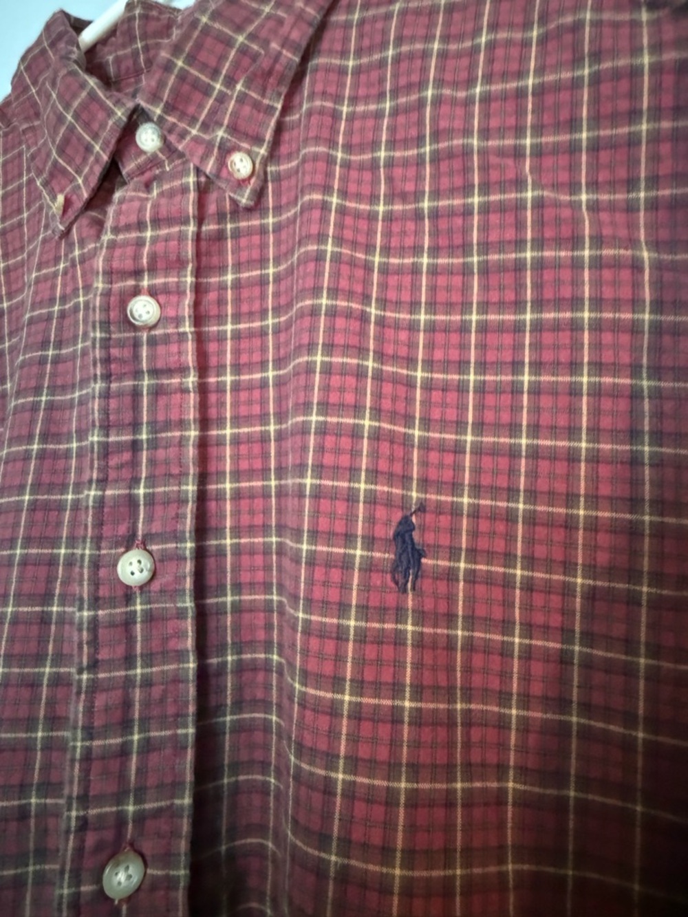 Ralph Lauren Men's Burgundy Plaid Button-Down Shirt